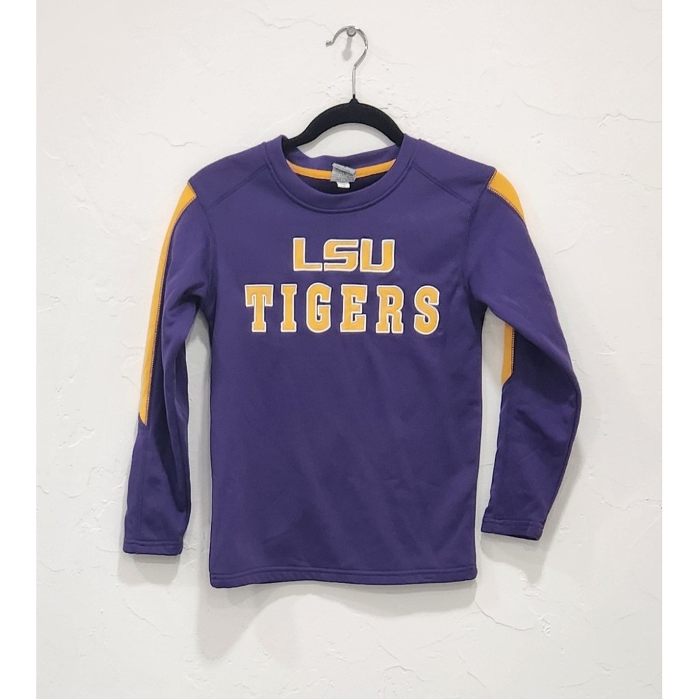 Colosseum LSU TIGERS Sewn Purple Pullover Sweatshirt Youth 8 -10 Embroidered